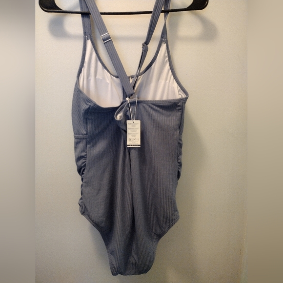 Blue Ribbed One-Piece Swimsuit - Picture 2 of 6